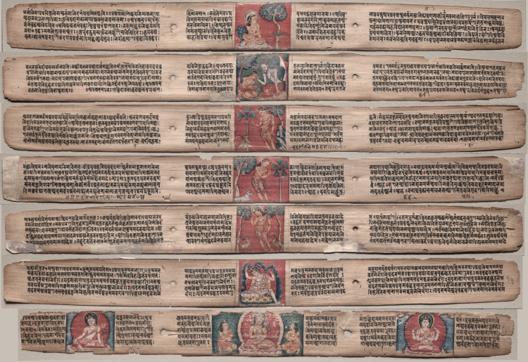 Seven Leaves from a Manuscript of the Gandavyuha-sutra (Scripture of the Supreme Array)