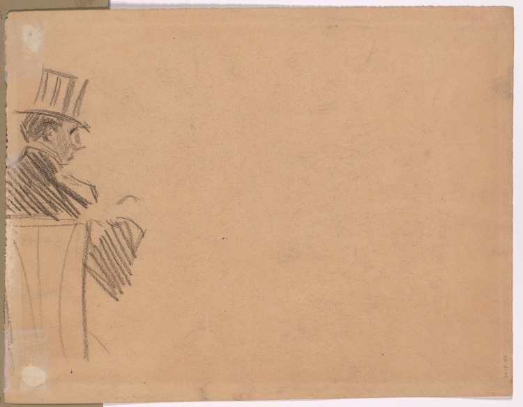 Right Profile of Man Wearing Tall Hat (verso)