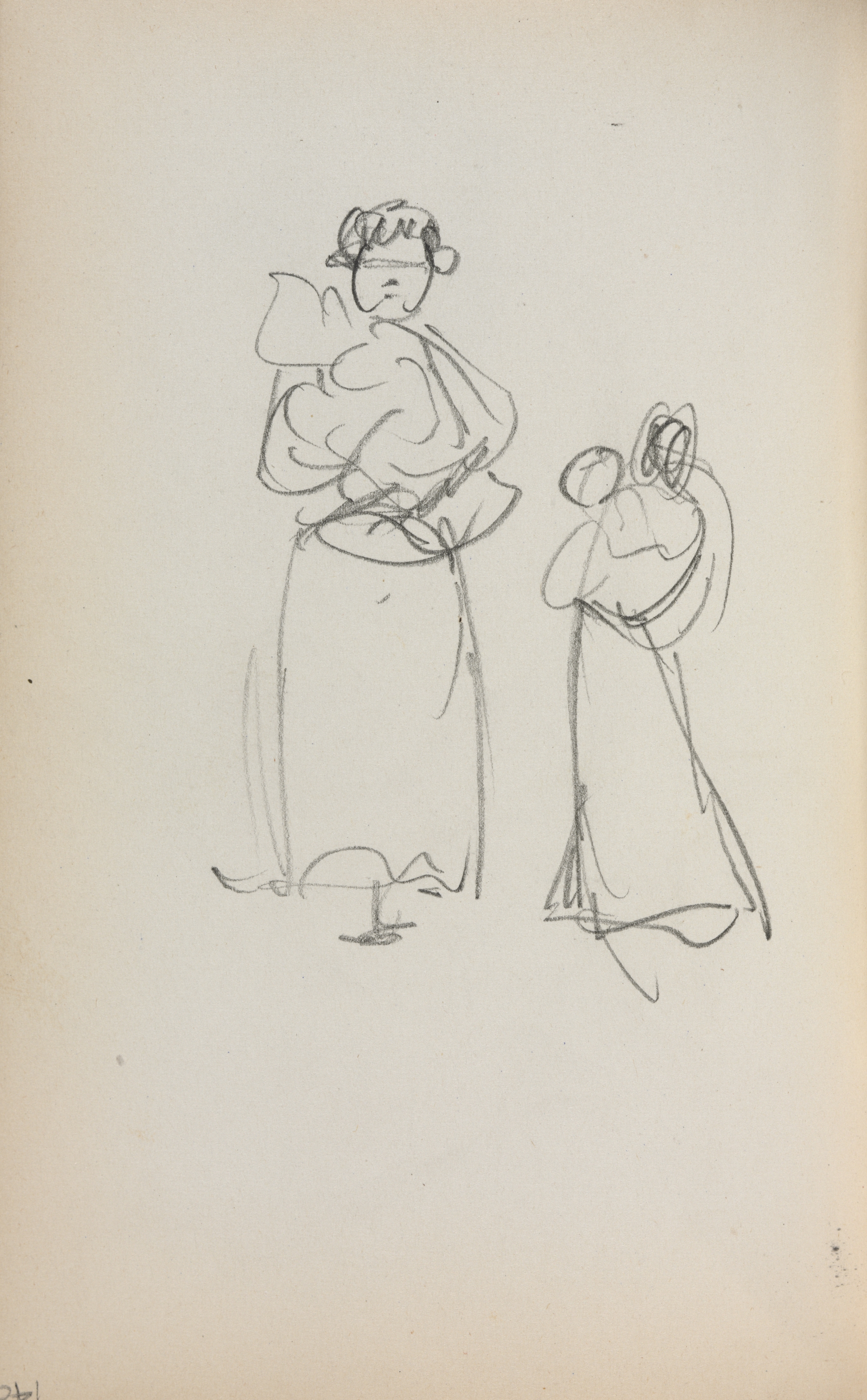 Italian Sketchbook: Two Standing Women holding Infants (page 140)