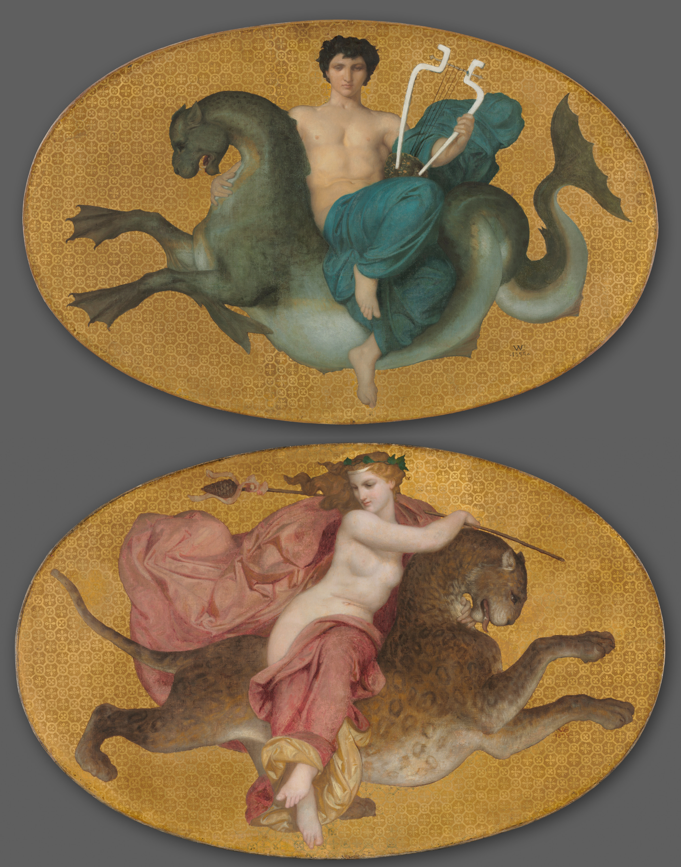 Arion on a Sea Horse and Bacchante on a Panther (pair)