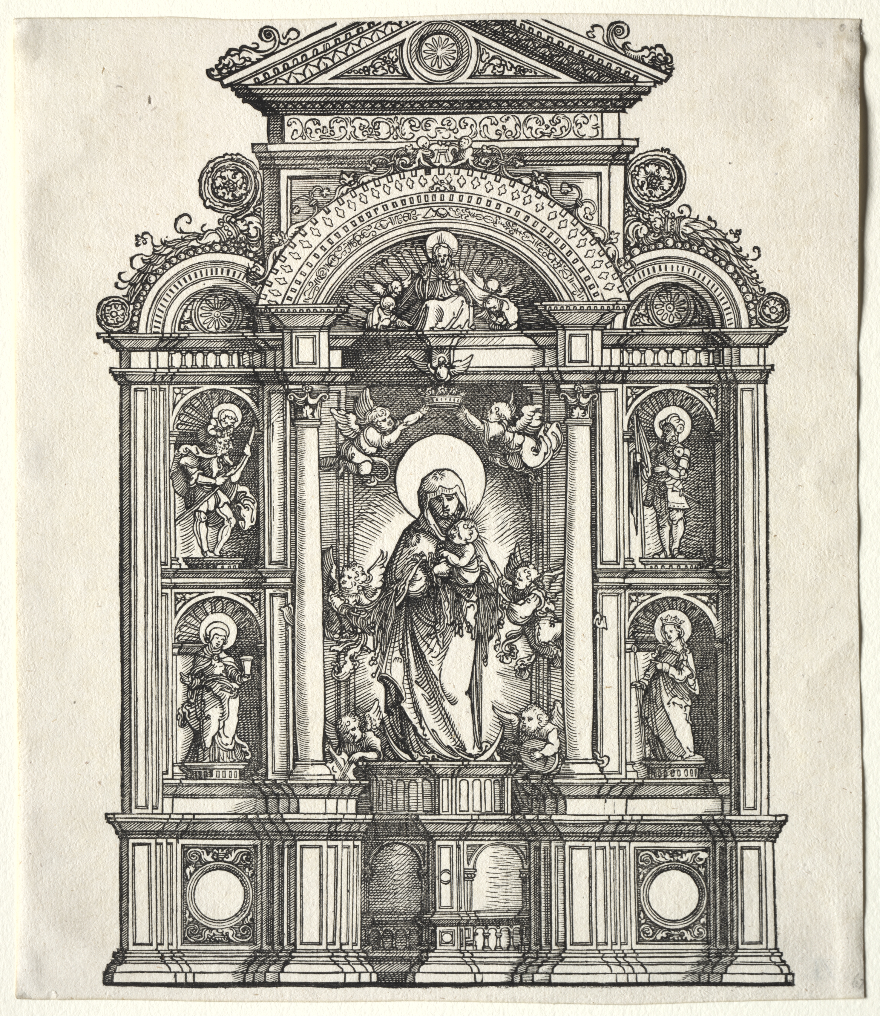 Great Altar with the Virgin, in a border with SS. Christopher, George, Barbara, Catherine