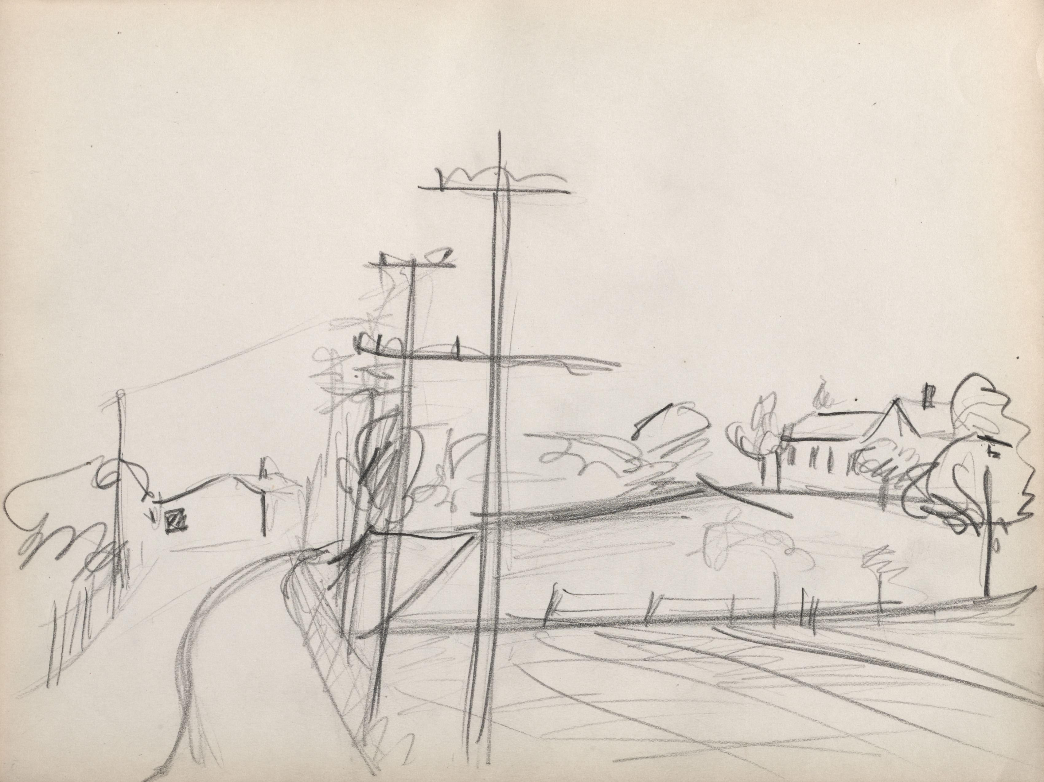 Sketchbook No. 2, page 45: Telephone poles