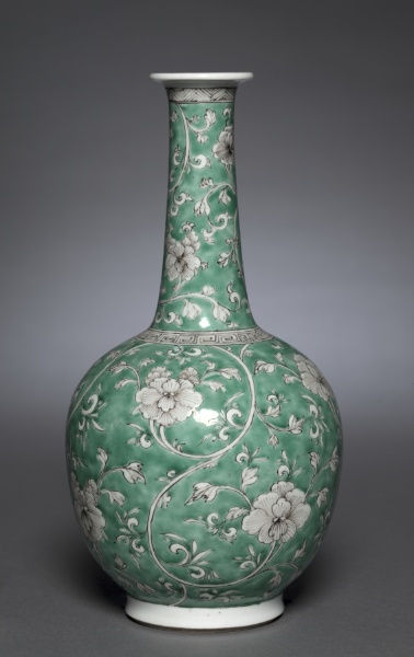 Bottle Vase with Floral Scrolls