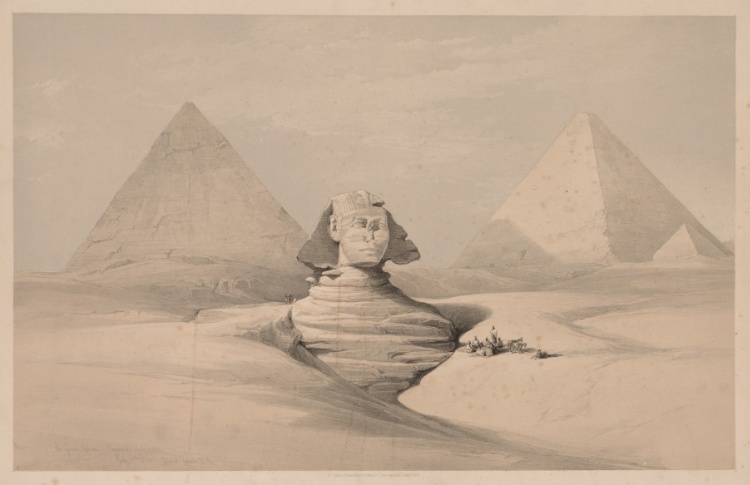 Egypt and Nubia:  Volume I - No. 18, The Great Sphinx, Pyramids of Gizeh, Front View