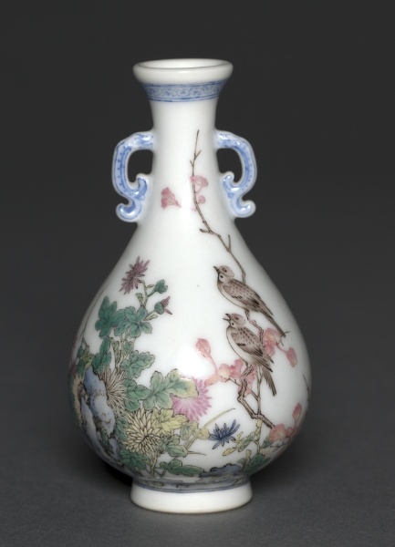 Miniature Vase with Birds and Chrysanthemums