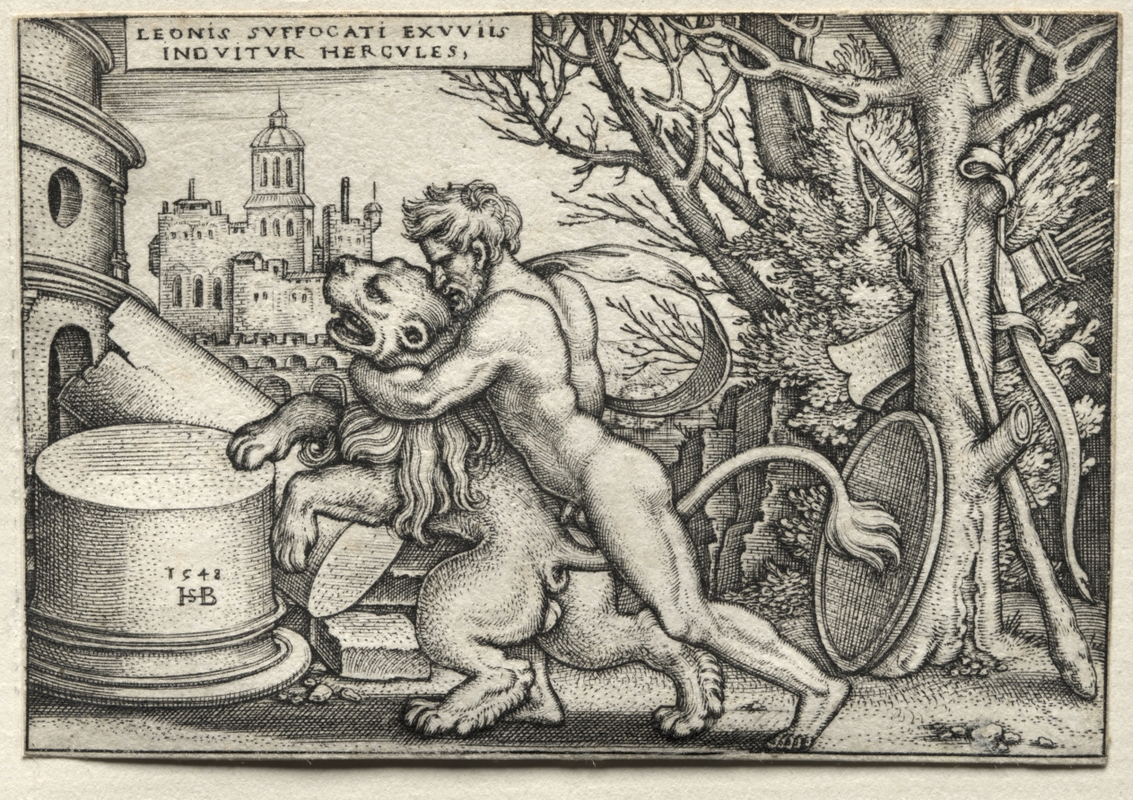 The Labors of Hercules:  Hercules Strangling the Nemean Lion