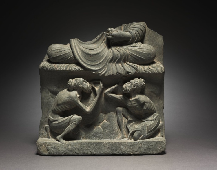 Base for a Seated Buddha with Figures of Ascetics