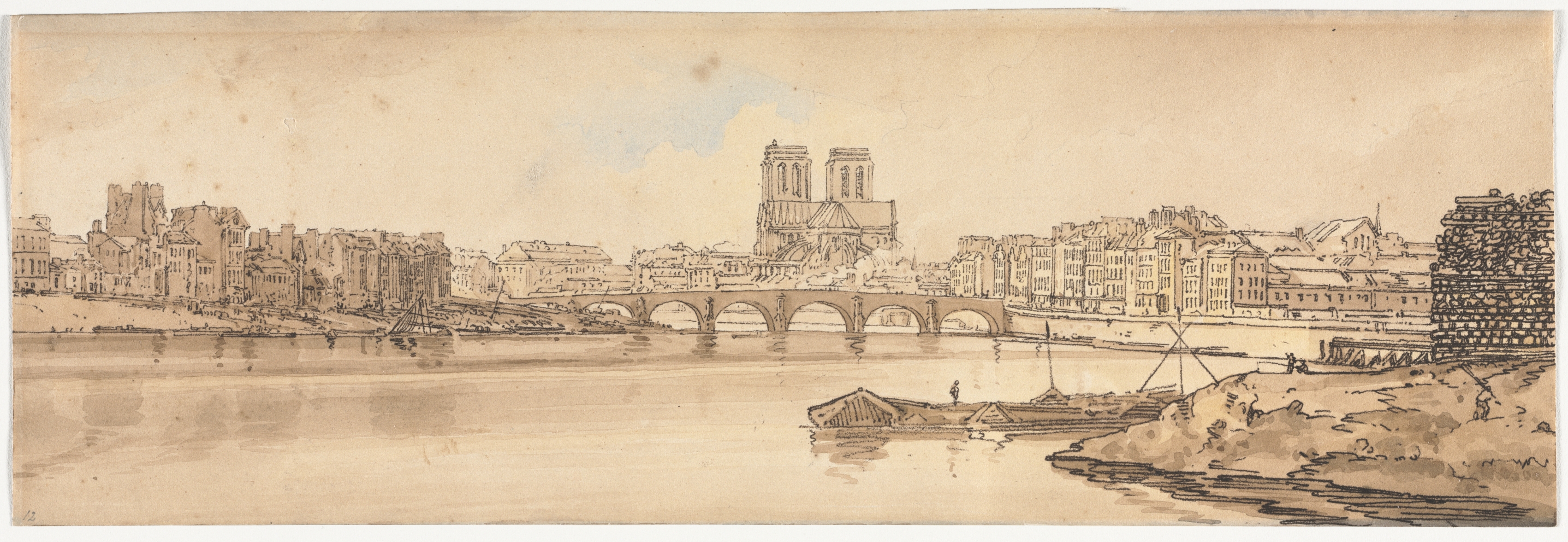 A Selection of Twenty of the Most Picturesque Views in Paris:  View of Pont de la Tournelle and Notre Dame taken from the Arsenal