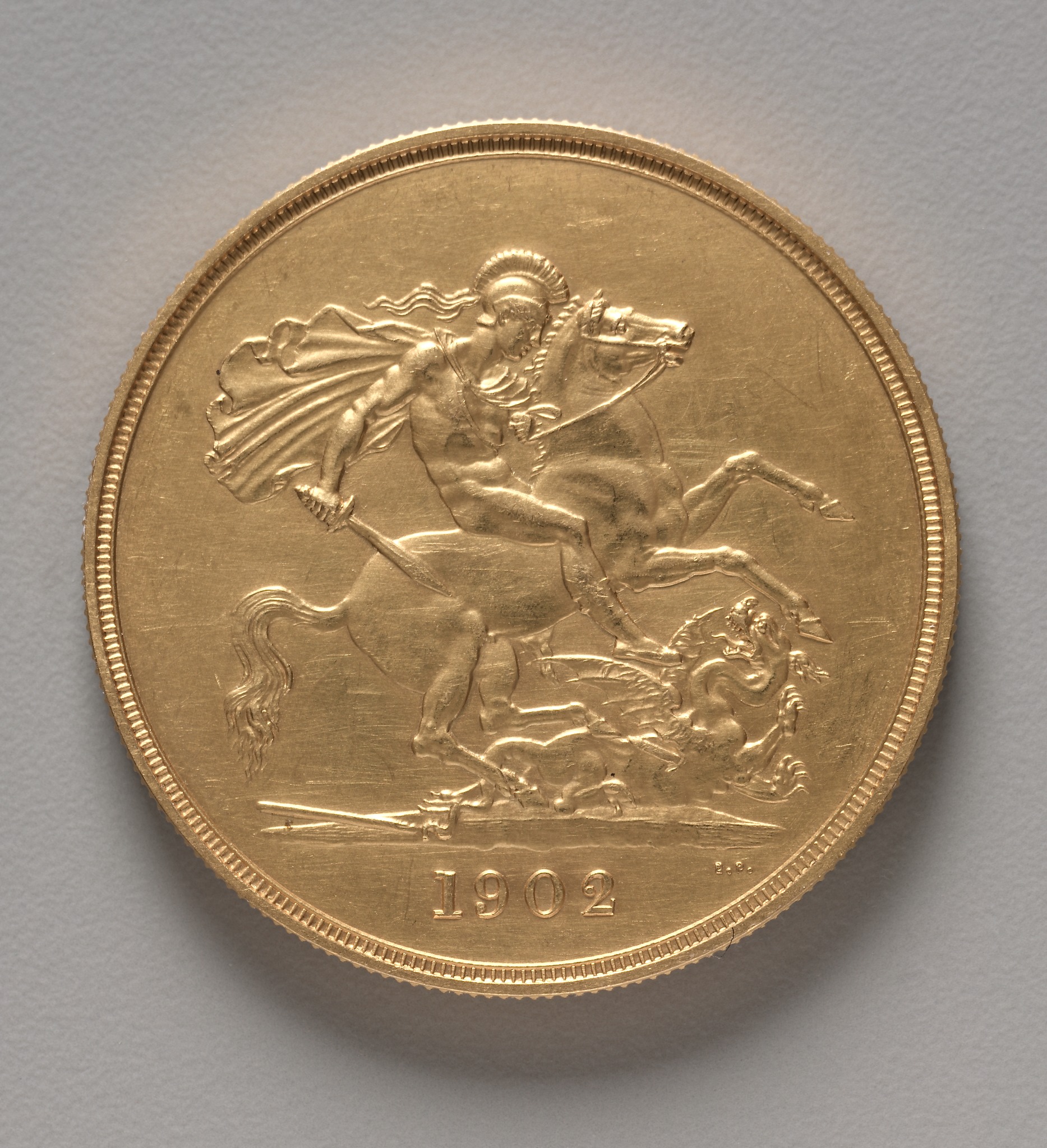 Five Pound Piece: St. George and the Dragon (reverse)