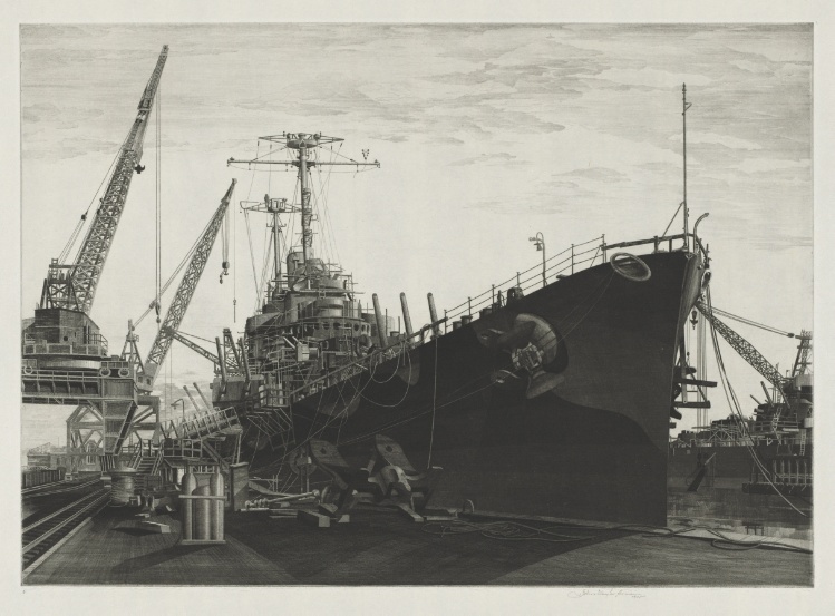 U.S. Navy Series No. 3: U.S.S. Columbia Under Construction at the New York Shipbuilding Corporation, Camden, N.J.-1942