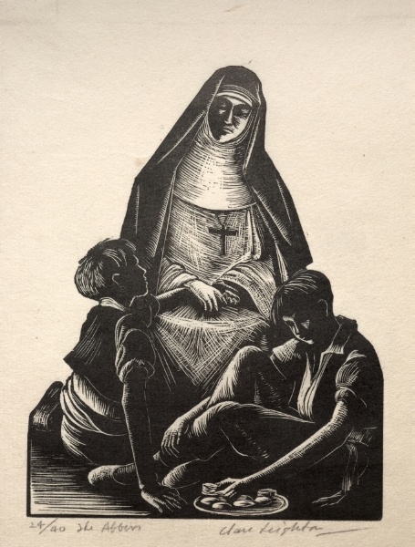 The Abbess and the Twins (illustration for The Bridge of San Luis Rey by Thornton Wilder)