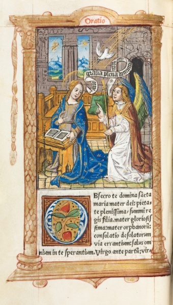 Printed Book of Hours (Use of Rome): fol. 60v, The Annunciation