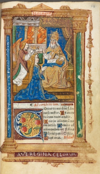 Printed Book of Hours (Use of Rome): fol. 45r, Coronation of the Virgin