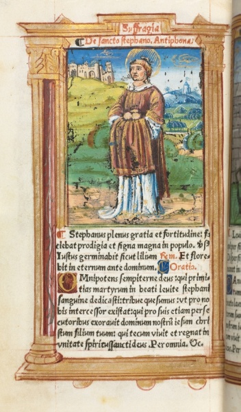 Printed Book of Hours (Use of Rome):  fol. 100v, St. Stephen