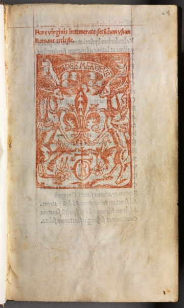 Printed Book of Hours (Use of Rome): fol. 1r, Printers Mark
