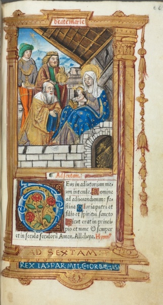 Printed Book of Hours (Use of Rome): fol. 38r, Adoration of the Magi
