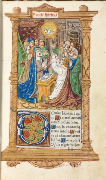 Printed Book of Hours (Use of Rome):  fol. 58r, Pentecost