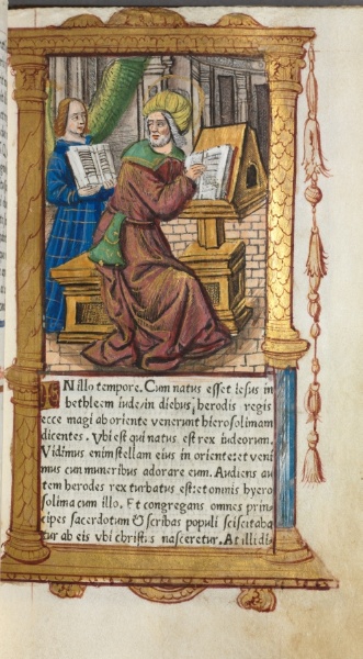 Printed Book of Hours (Use of Rome):  fol. 19r, St. Matthew