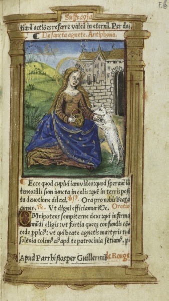 Printed Book of Hours (Use of Rome):  fol. 112r, St. Agnes