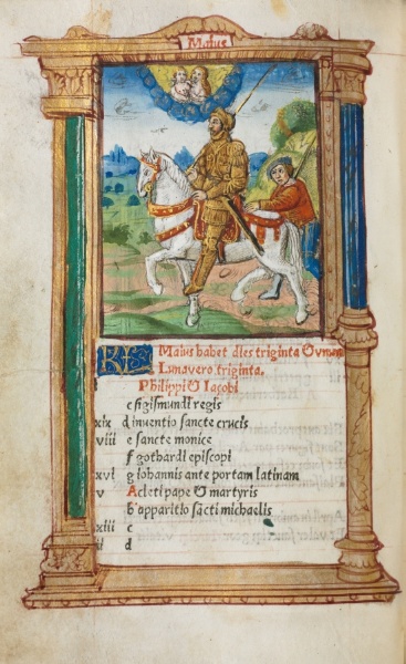Printed Book of Hours (Use of Rome): fol. 6v, May calendar illustration