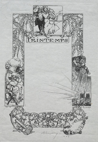 Paris Almanac, 1897:  Decorative Border, Spring