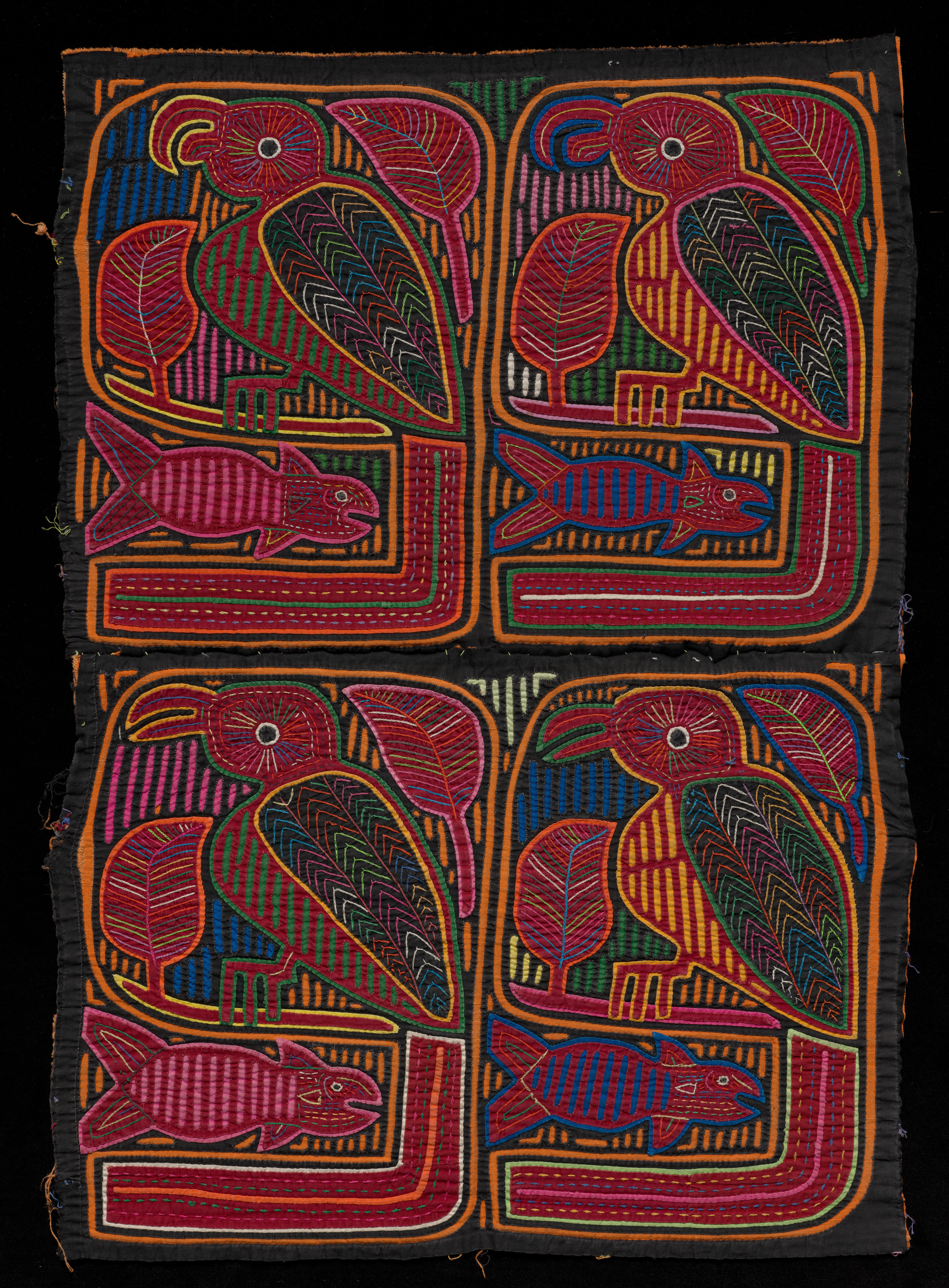 Birds and Fish Mola Panels (Pair)