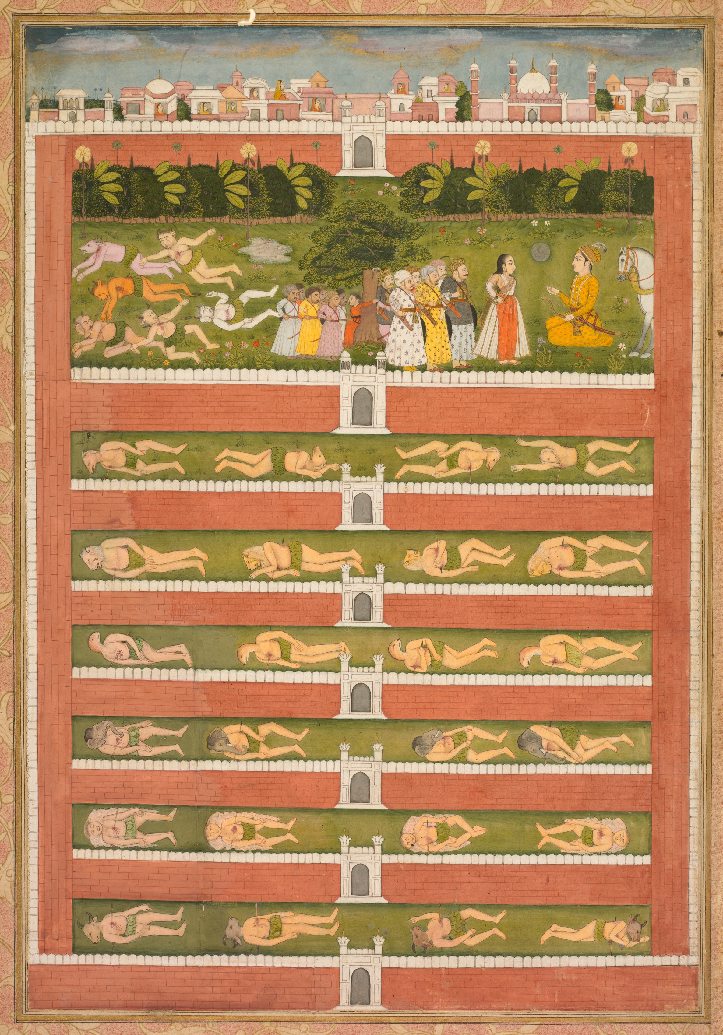 A Princess and Demons before a Nobleman: A Leaf from a Poetical Romance Relating to Shah Alam I (recto)