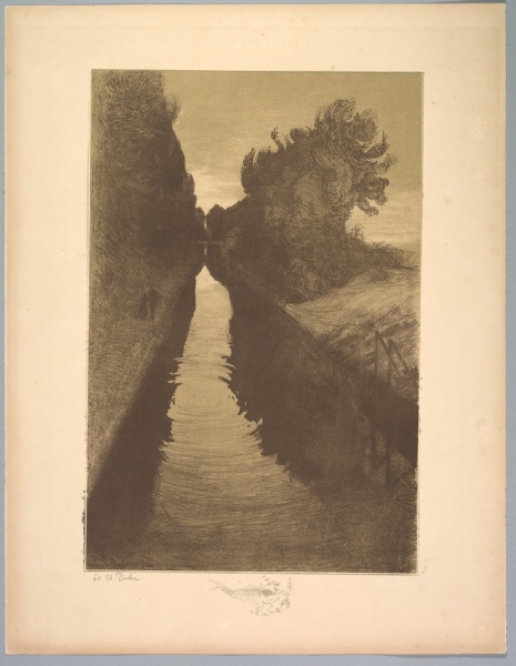 Suite de Paysages: Landscape, Plate 1, Remarque, A Fish