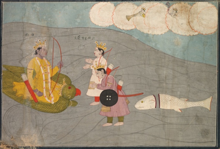 Vanasura's Sons Submit to Krishna: Scene from the Aniruddha Usha Section of Krishna Lila