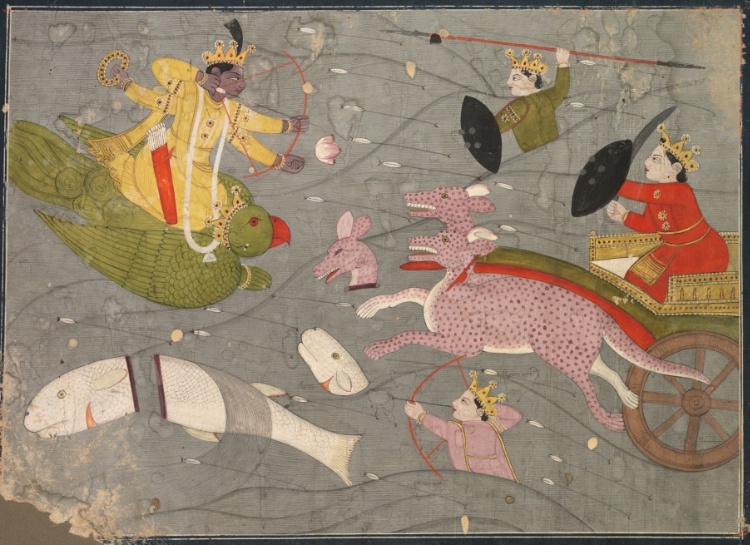 Krishna Fighting Vanasura's Sons: Scene from the Aniruddha Usha Section of Krishna Lila