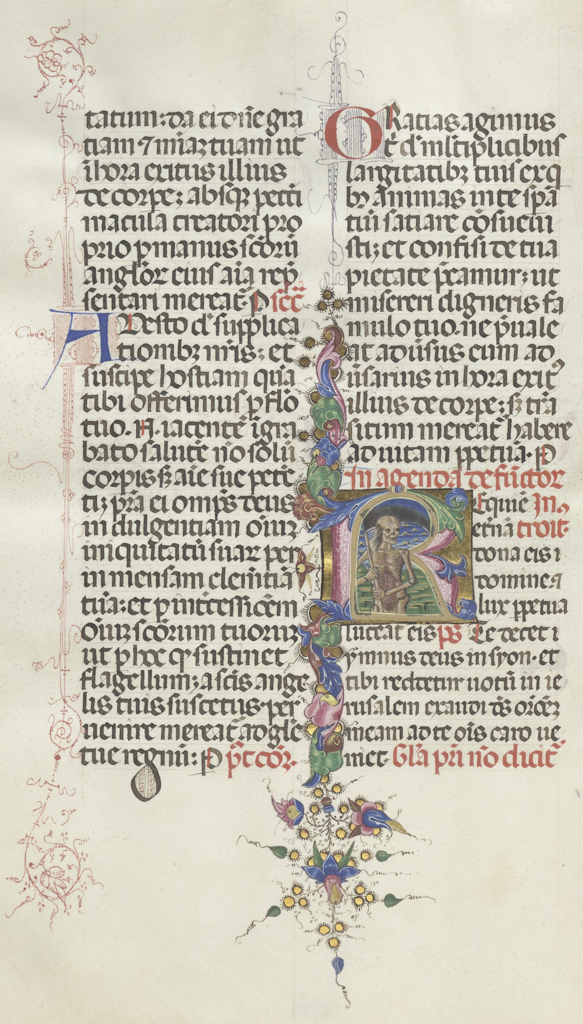 Missale: Fol. 387v: Death represented as a Skeleton with a Sickle