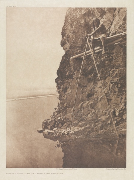 Portfolio XIII, Plate 465: Fishing Platform on Trinity River - Hupa