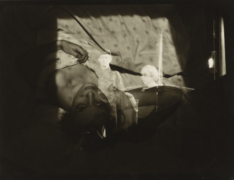 Double Exposure, Woman on Bed 