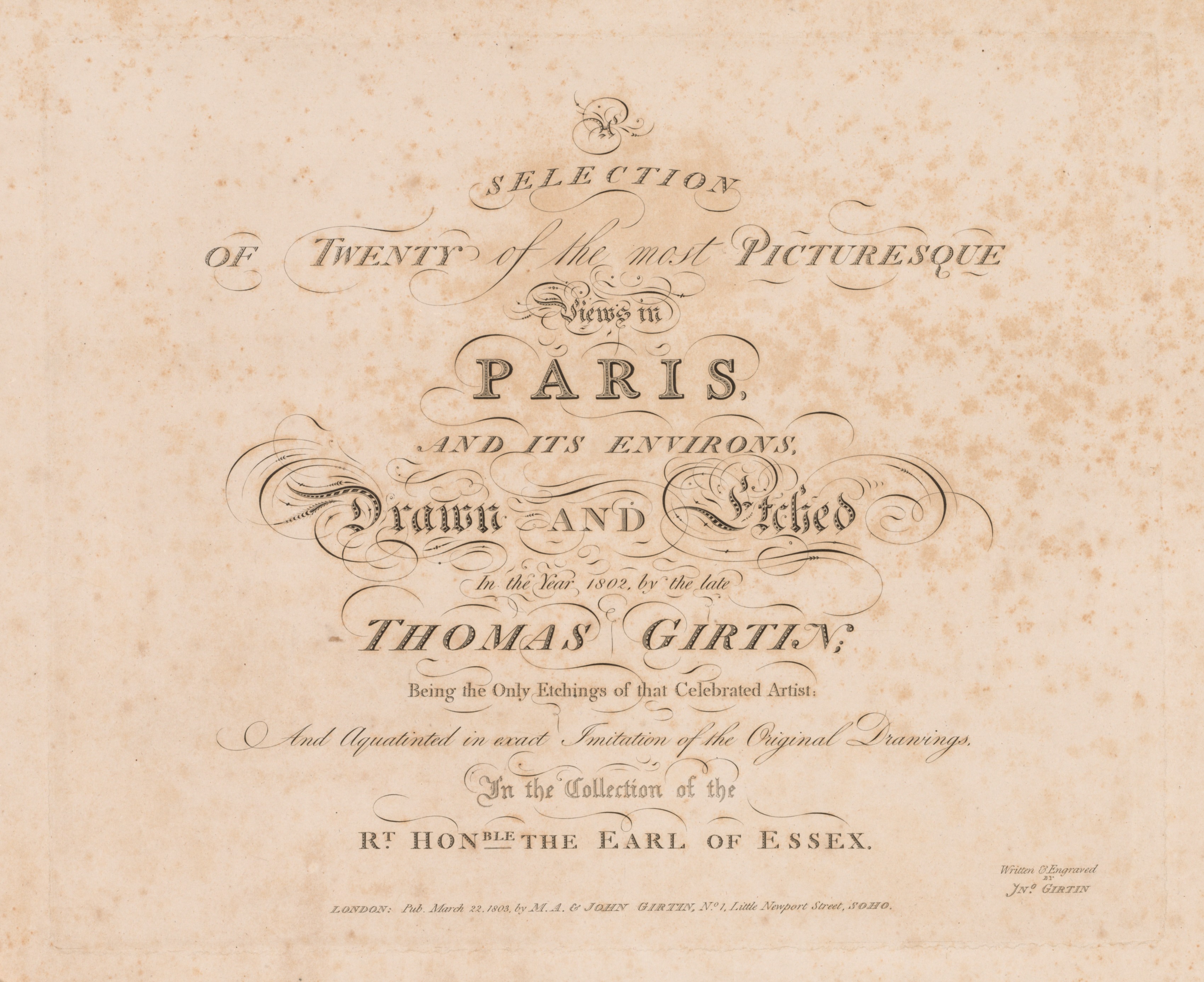 A Selection of Twenty of the Most Picturesque Views in Paris, And its Environs: Title Page