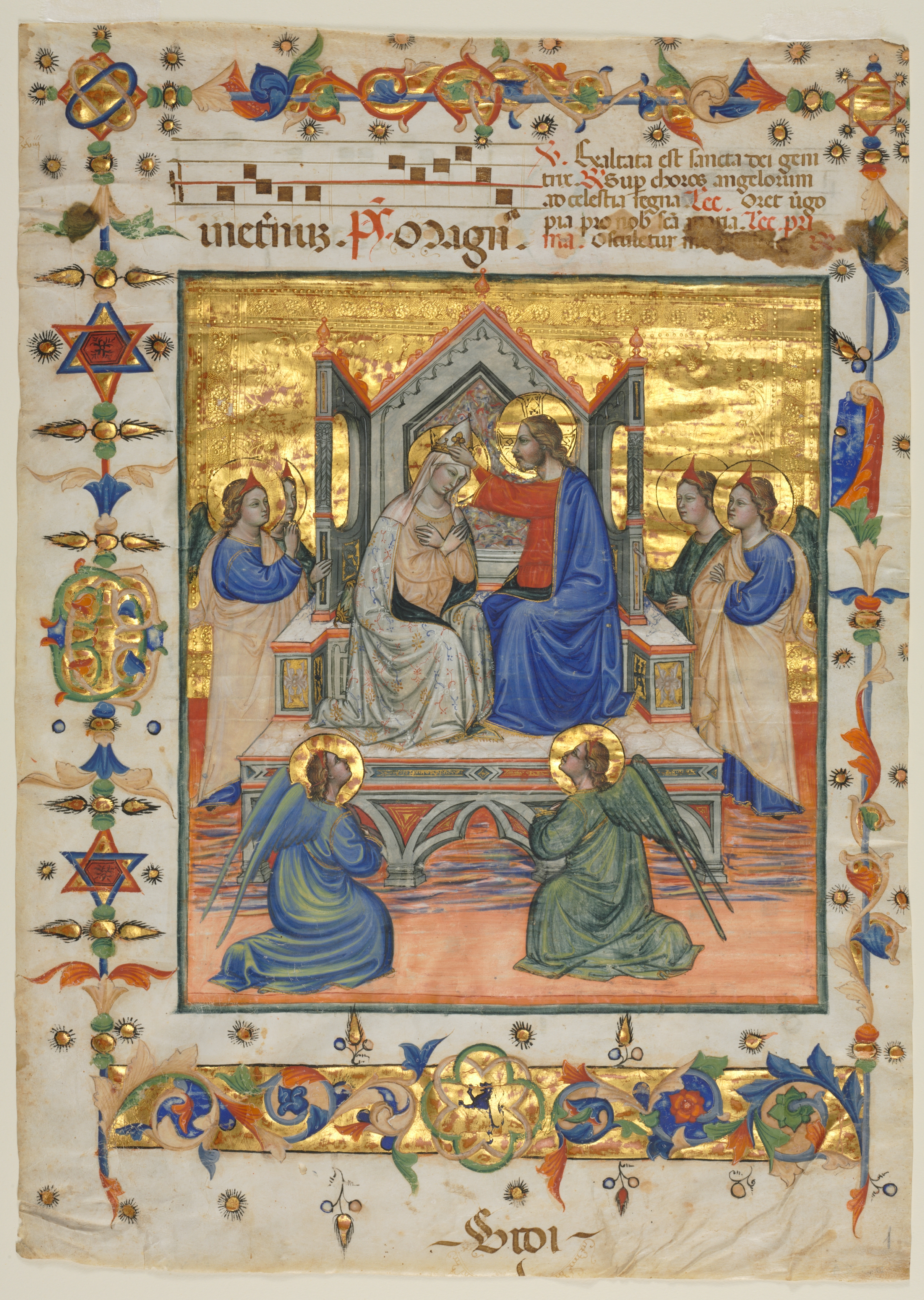 Leaf from an Antiphonary: Coronation of the Virgin