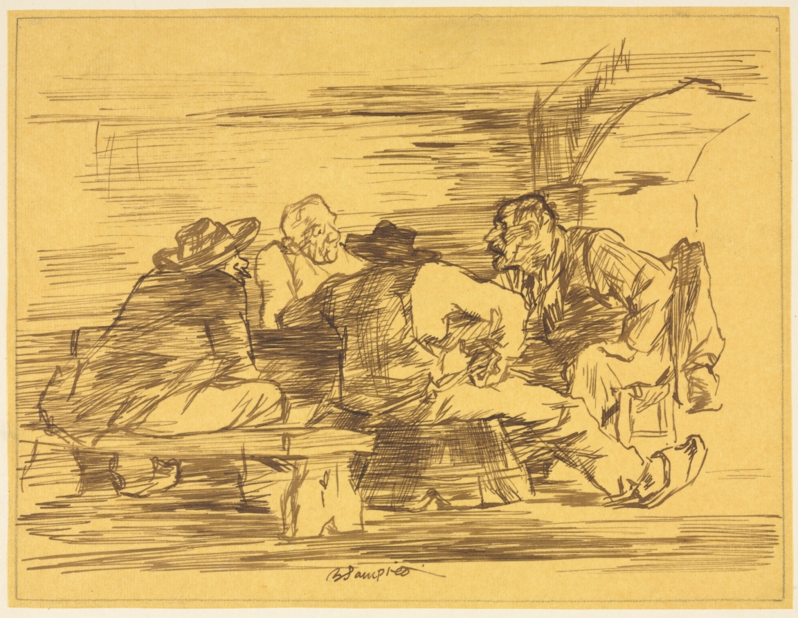 Discussion around a Table, Edmund Blampied, 1939