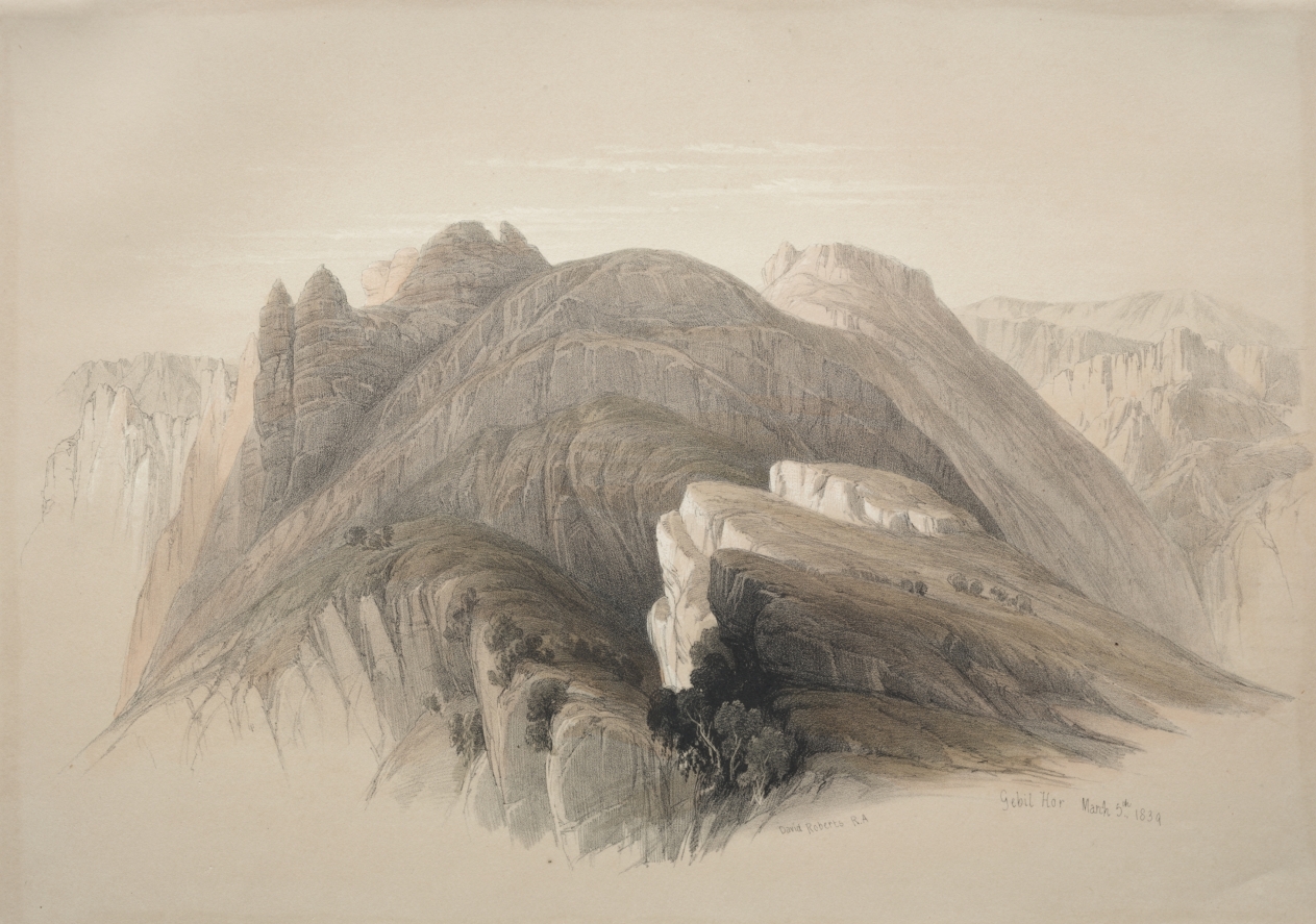 Gebil Hor.  Mount Hor, from the Cliffs Encircling Petra