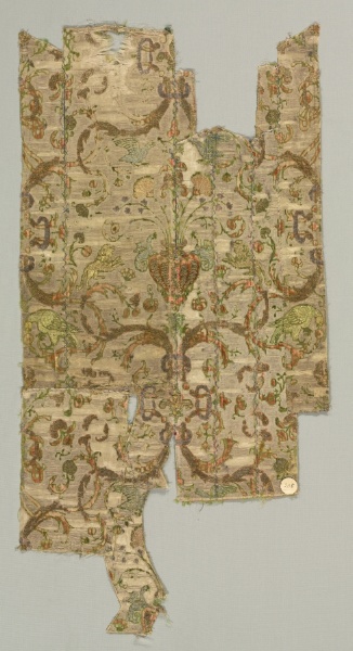 Silk Fragment in the Shape of the Upper Front of a Garment