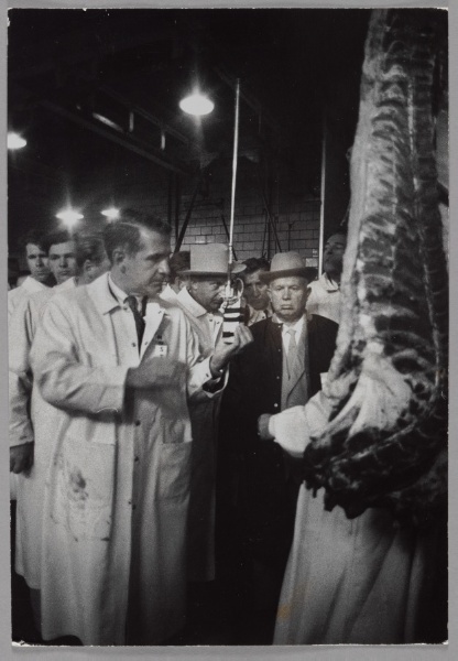 Khrushchev visiting a meat processing plant