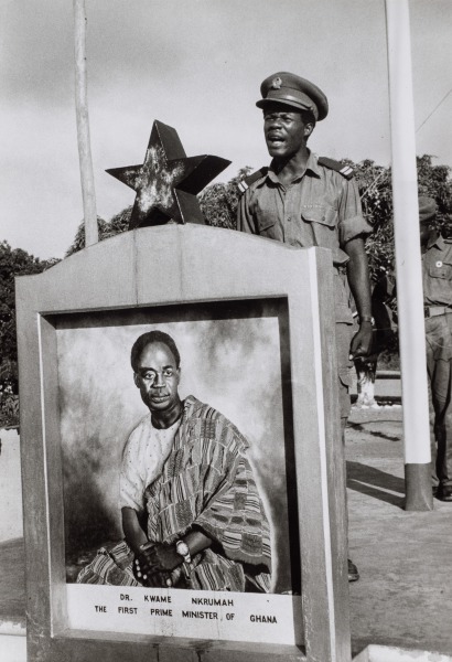 Man Standing Behind Shrine Dedicated to Dr. Kwame Nkruhmah, the First Prime Minister of Ghana