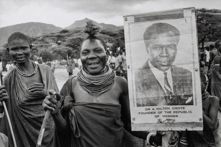 Natives Carrying Signs Supporting Ugandan Political Leader Milton Obote, Uganda