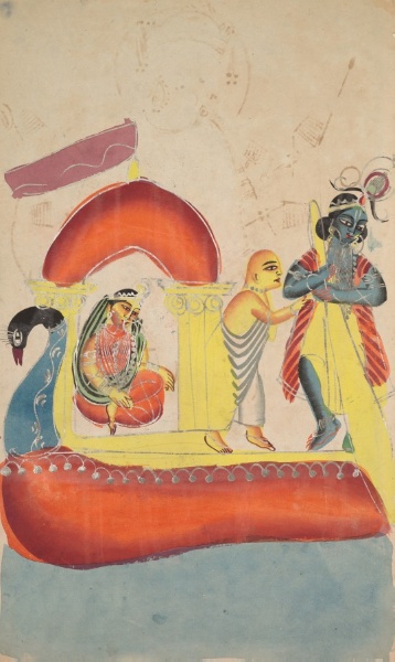 Krishna Ferrying Radha Across the Yamuna River (recto)
