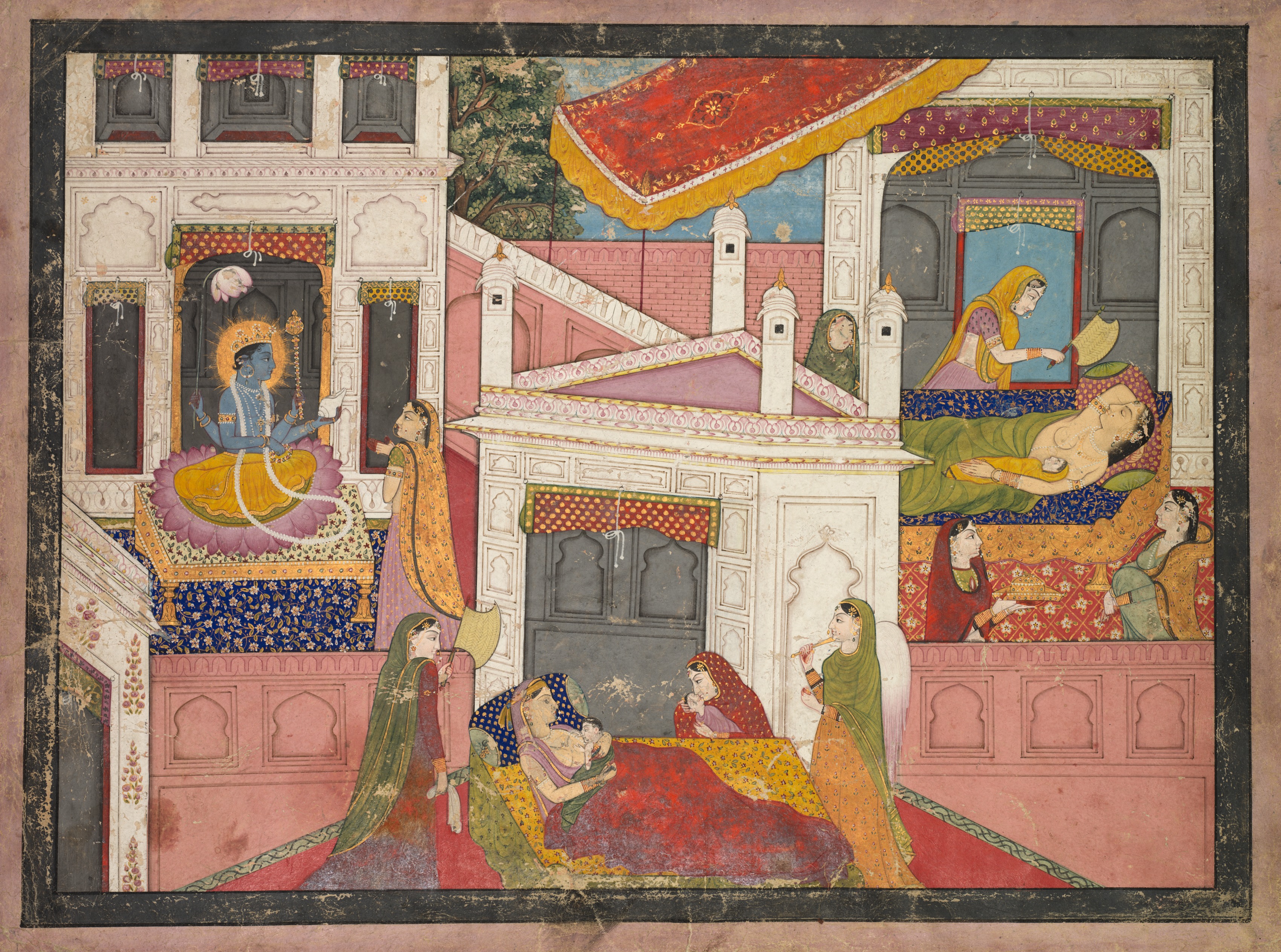 The birth of Rama and his brothers, from Chapter 17 of the Bala Kanda (Book of Childhood) of the Adhyatma Ramayana (Rama's Journey of the Supreme Spirit) from the Brahmanda Purana (Ancient Scripture of the Cosmic Egg)