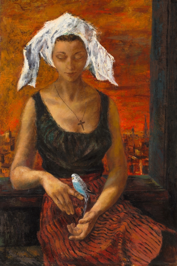 Girl with Bird, Lois Rossbach, 1951