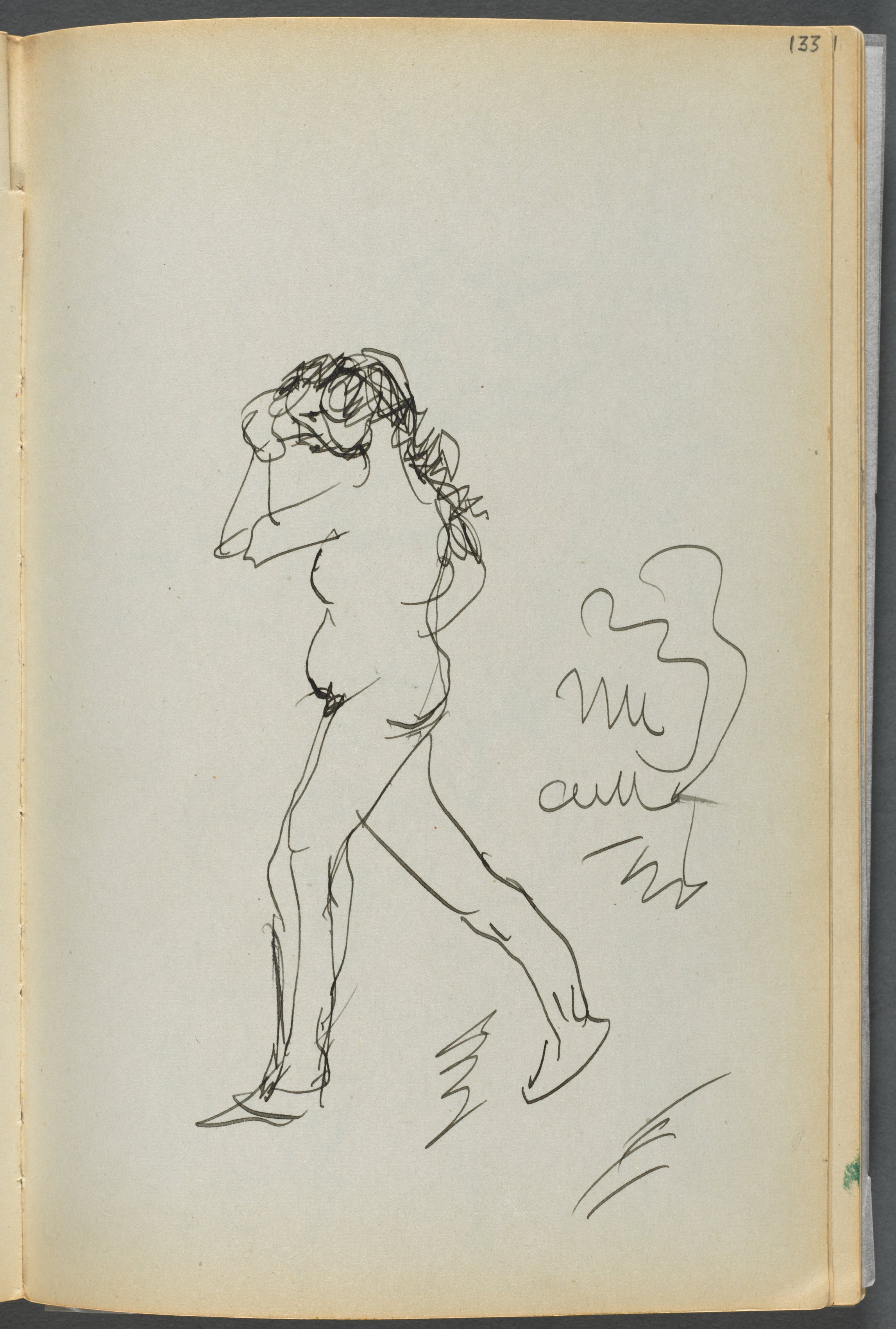 Sketchbook- The Granite Shore Hotel, Rockport, page 133: Nude Walking 