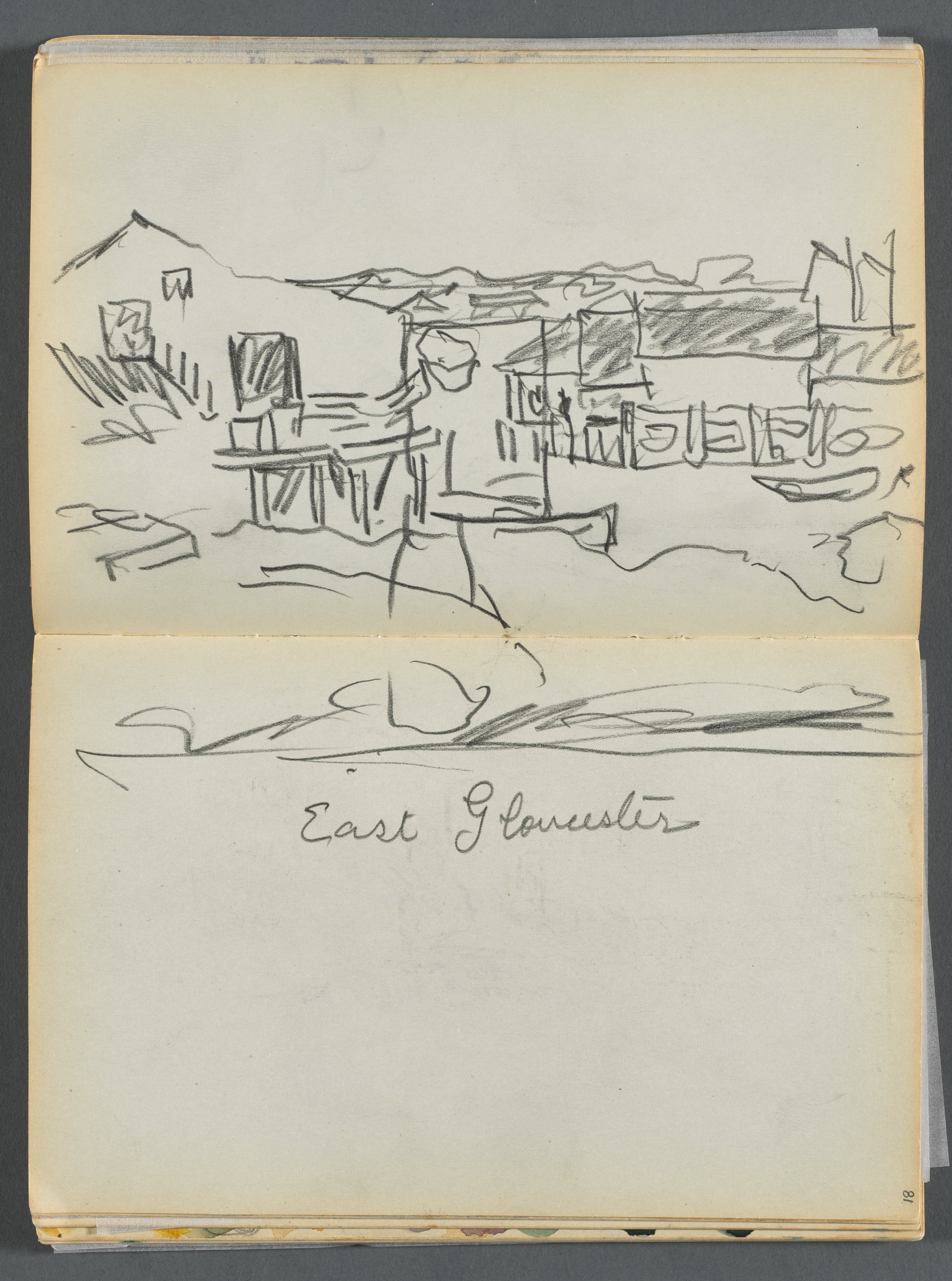 Sketchbook- The Granite Shore Hotel, Rockport, page 080 & 81: "East Gloucester" 