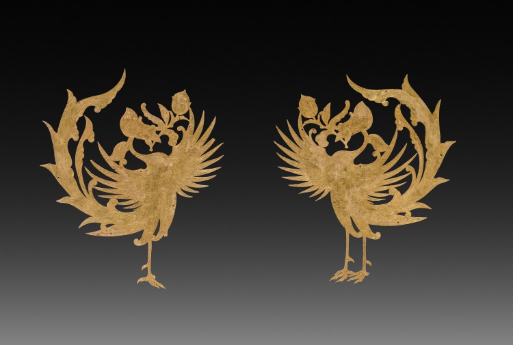 Textile Ornaments(?): Pair of Phoenixes