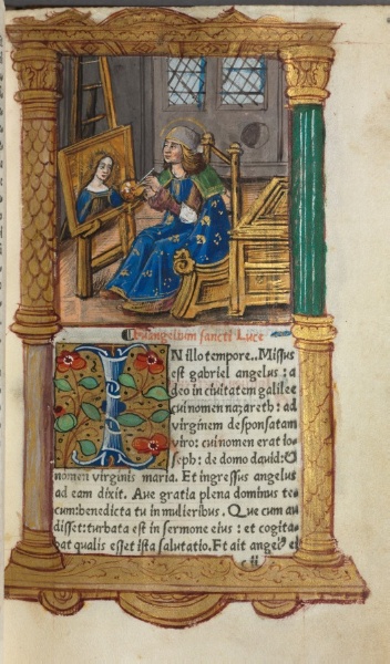 Printed Book of Hours (Use of Rome): fol.18r, St. Luke