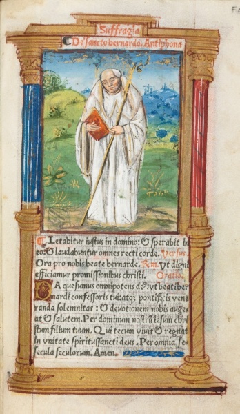 Printed Book of Hours (Use of Rome):  fol. 108r, St. Bernard of Clairvaulx