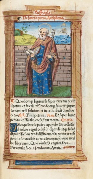Printed Book of Hours (Use of Rome):  fol. 99r, St. Peter